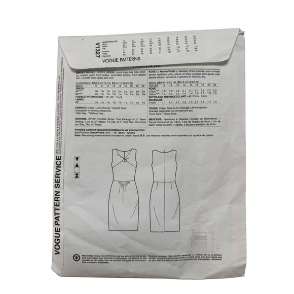 VOGUE Anne Klein Twist Front Pleated Dress Pattern V1327 Size E5 Uncut Career - Picture 2 of 5